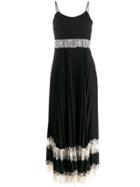 Twin-set Pleated Lace Dress - Black