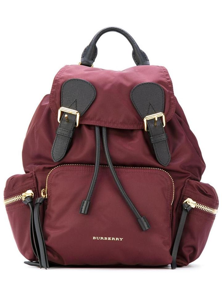 Burberry The Medium Rucksack In Technical Nylon And Leather - Red