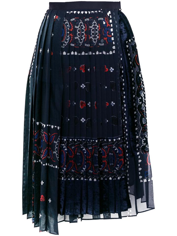 Sacai - Paisley Devoré Effect Skirt - Women - Polyester/cupro/rayon - 1, Blue, Polyester/cupro/rayon