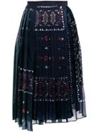 Sacai - Paisley Devoré Effect Skirt - Women - Polyester/cupro/rayon - 1, Blue, Polyester/cupro/rayon