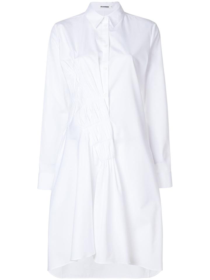 Jil Sander Ruched Front Shirt Dress - White