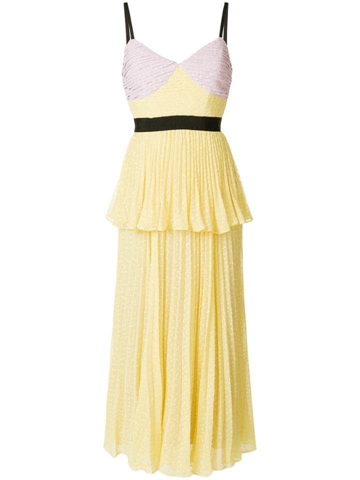 Self-portrait Plumetis Dress - Yellow & Orange