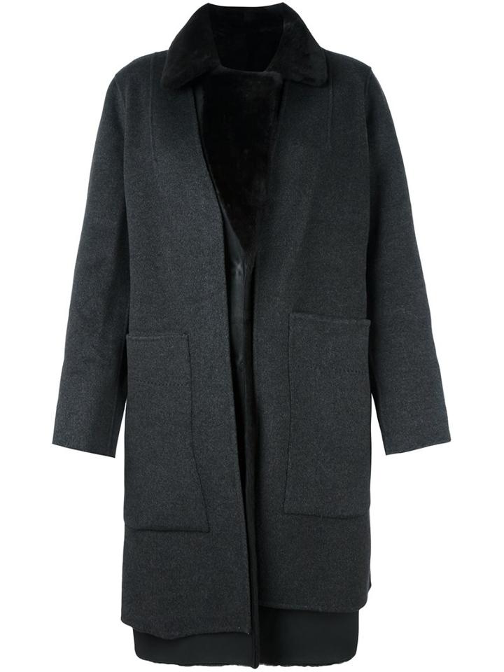 Yves Salomon Reversible Coat, Women's, Size: 40, Grey, Lamb Skin/cashmere/wool/lamb Fur