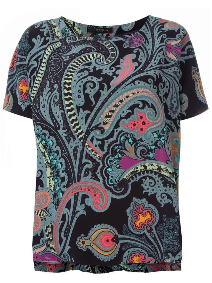 Etro Paisley Print T-shirt, Women's, Size: 44, Silk