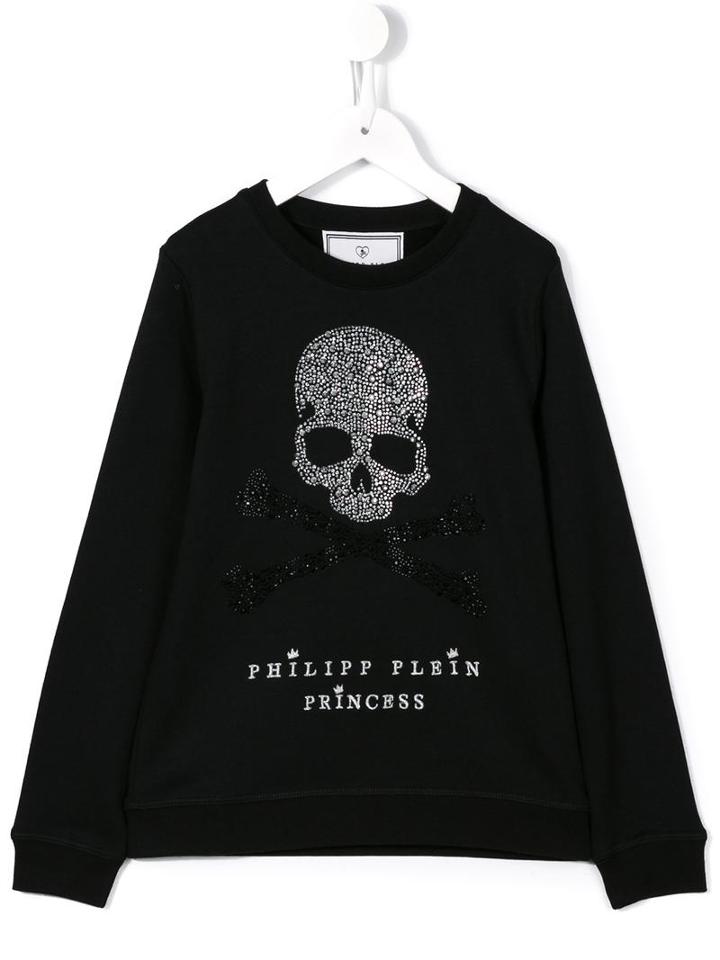 Philipp Plein Kids Princess Sweatshirt, Girl's, Size: 10 Yrs, Black
