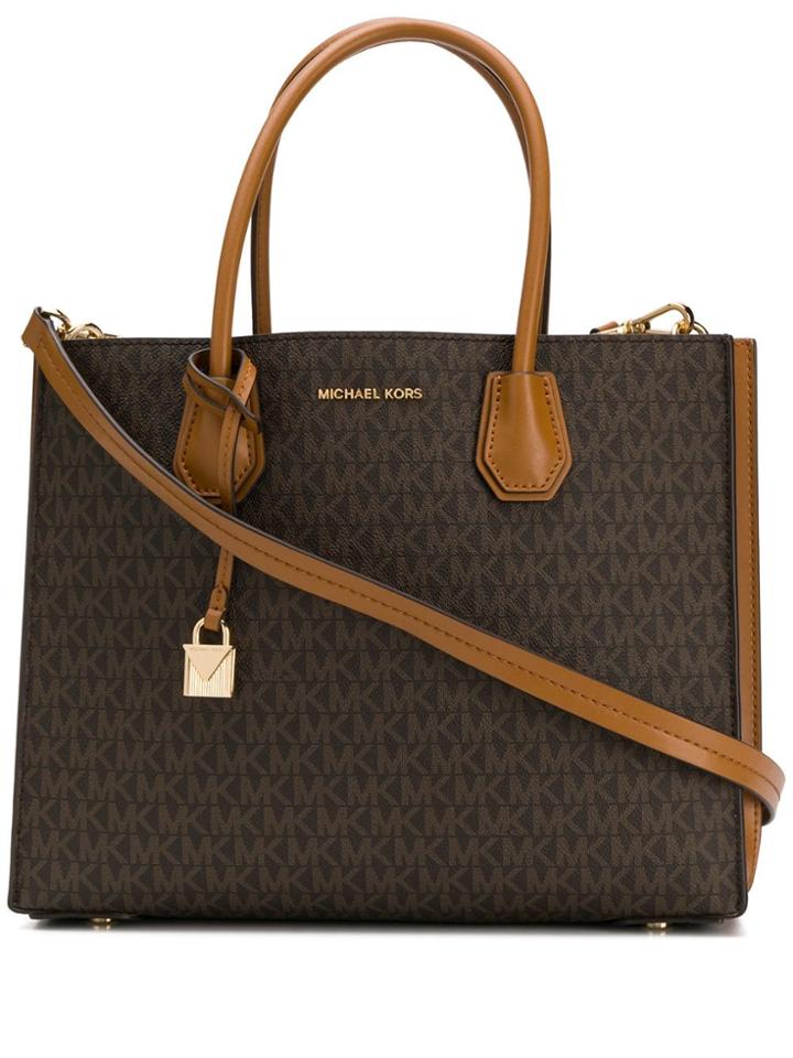 Michael Michael Kors Logo Print Shopper Tote - Brown