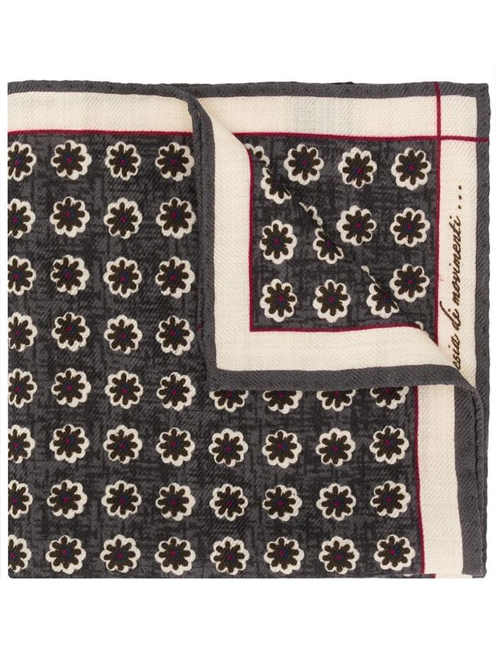 Fefè Flower Print Pocket Square - Grey