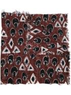 Chloé Printed Frayed Scarf, Women's, Red, Silk/wool