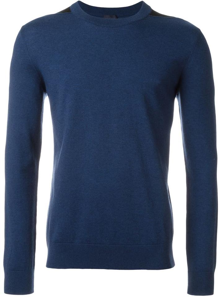 Lanvin Contrasted Detail Jumper, Men's, Size: Medium, Blue, Cotton/spandex/elastane/viscose/wool