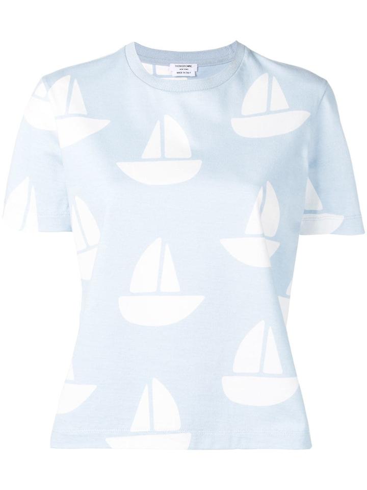 Thom Browne Allover Sailboat Relaxed Jersey Tee - Blue