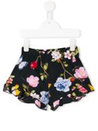 Monnalisa Floral Patterned Shorts, Girl's, Size: 7 Yrs, Black