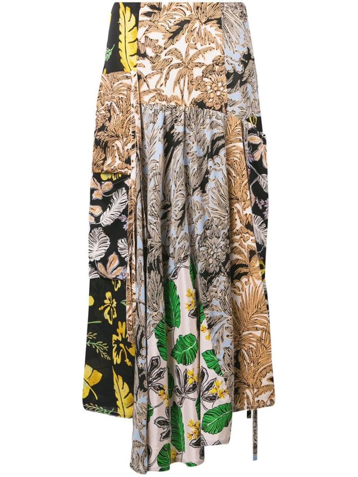 3.1 Phillip Lim Patchwork-print A-line Skirt - Black