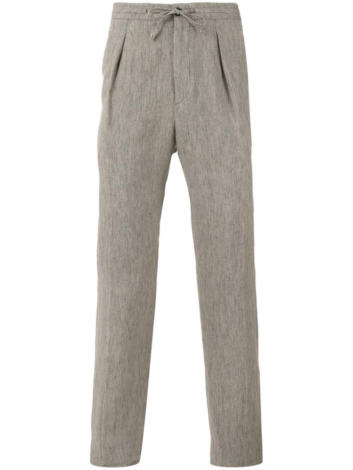 Drawstring Trousers - Men - Linen/flax - 54, Nude/neutrals, Linen/flax, Ermenegildo Zegna
