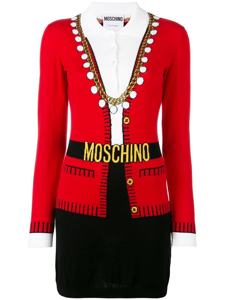 Moschino Illusion Knitted Top, Women's, Size: 42, Red, Cotton