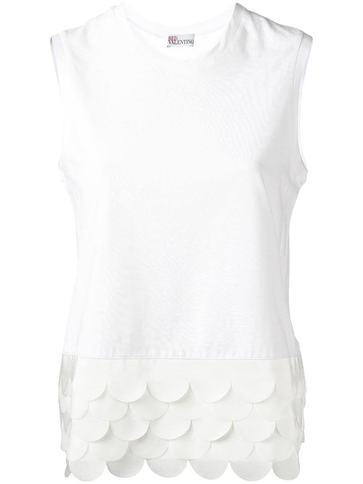 Red Valentino Scallop Detail Tank, Women's, Size: Xs, White, Cotton/polyester