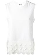 Red Valentino Scallop Detail Tank, Women's, Size: Xs, White, Cotton/polyester