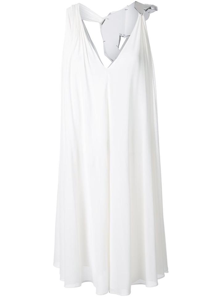 Jay Ahr Silver-tone Detail V-neck Dress, Women's, Size: 36, White, Rayon