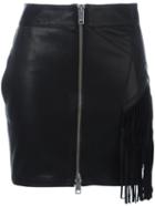 Diesel Zipped Leather Skirt, Women's, Size: 25, Black, Lamb Skin