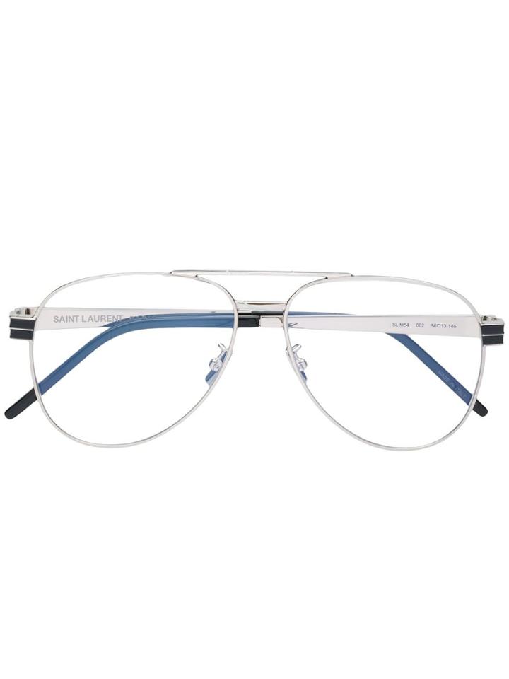 Saint Laurent Eyewear Aviator Glasses - Silver