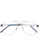 Saint Laurent Eyewear Aviator Glasses - Silver