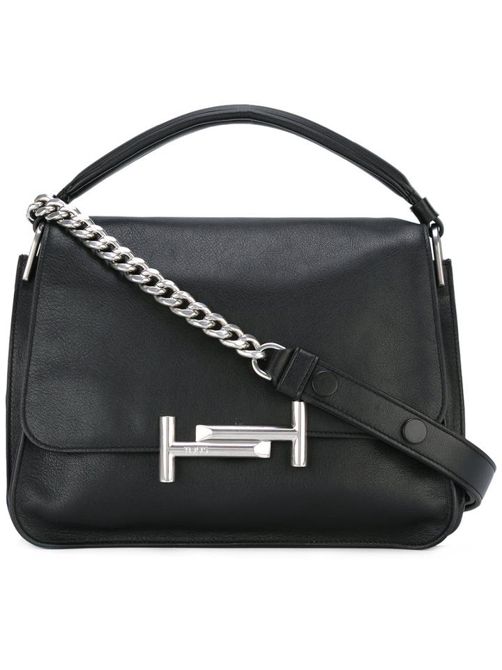 Tod's 'double T' Shoulder Bag, Women's, Black, Leather/polyester