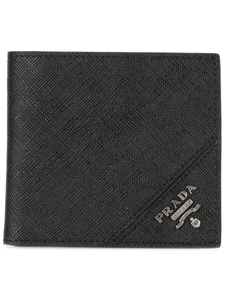 Prada Logo Plaque Bi-fold Wallet - Black