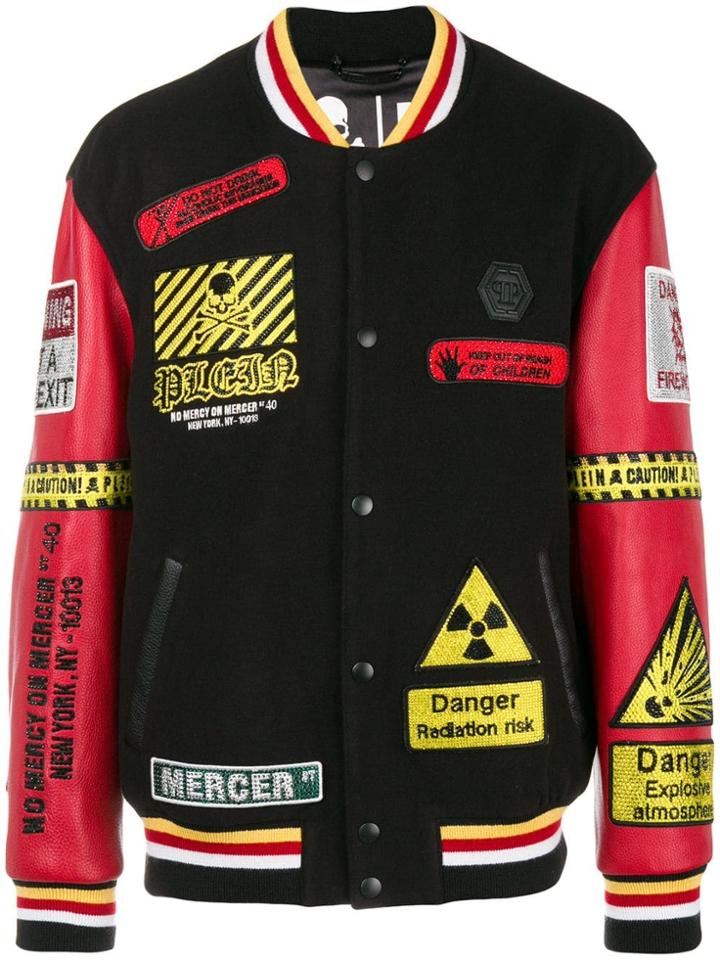 Philipp Plein Patch Detail Bomber Jacket - Black