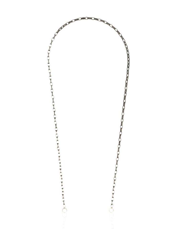 Marla Aaron Silver Biker Chain 14k Rose Gold Hoop Necklace - Metallic