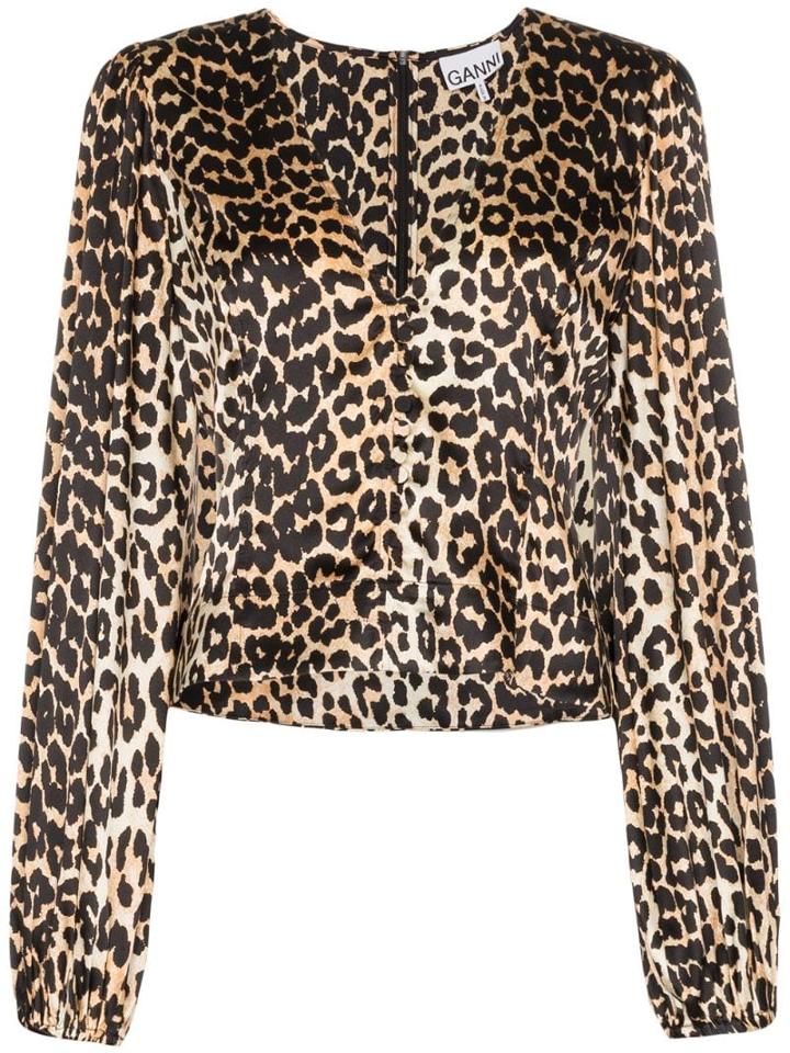 Ganni Leopard Print Villa - Brown