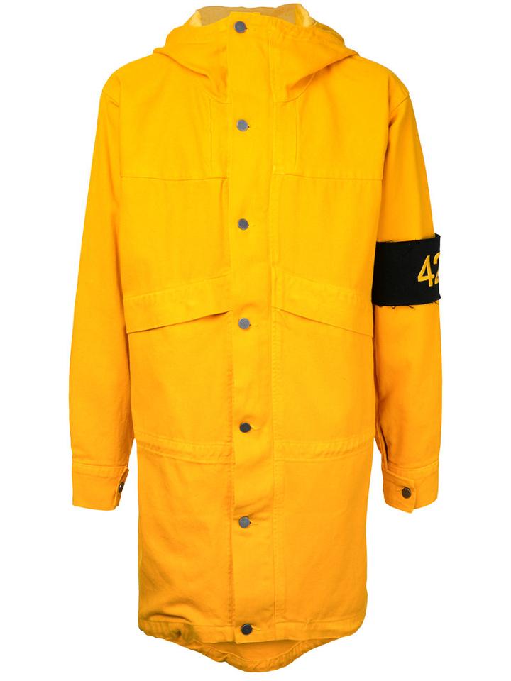 424 Fairfax - Harm Patch Hooded Jacket - Men - Cotton - M, Yellow/orange, Cotton