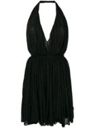 Saint Laurent Glitter Detail Halterneck Dress - Black