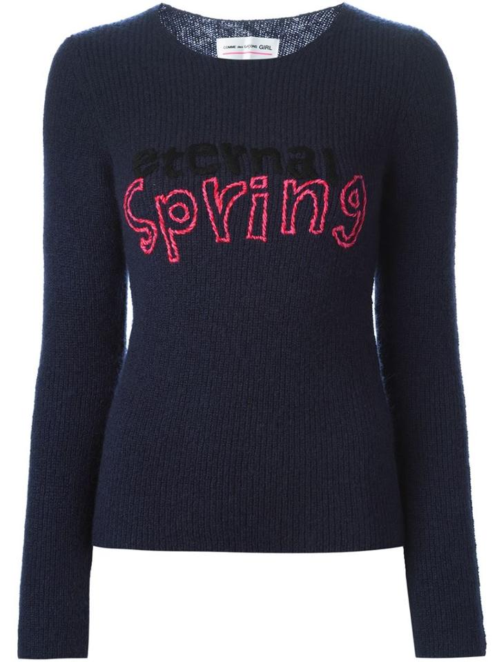 Comme Des Garçons Girl Embroidered Sweater, Size: Small, Blue, Nylon/mohair/wool