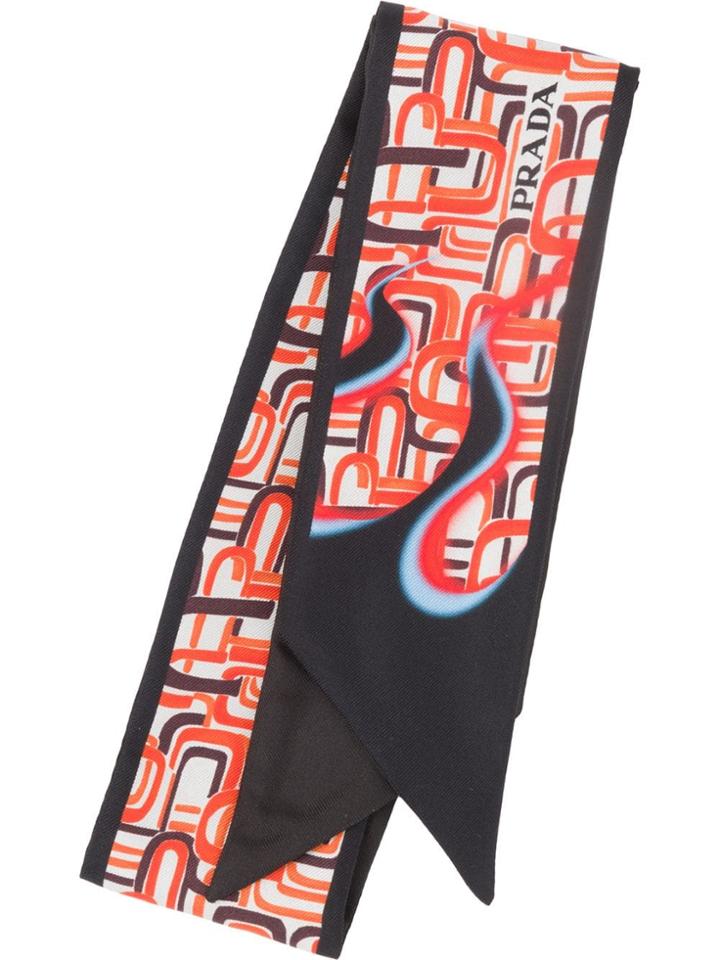 Prada Double Match Flame Print Scarf - Black