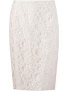 Martha Medeiros Marescot Lace Pencil Skirt, Women's, Size: 42, White, Acetate/silk
