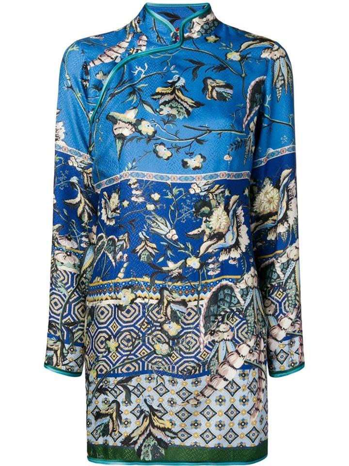 F.r.s For Restless Sleepers Printed Cheongsam - Blue