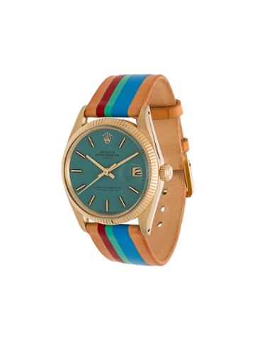 La Californienne Gold Plated La Cali Rolex 34mm Leather Watch -