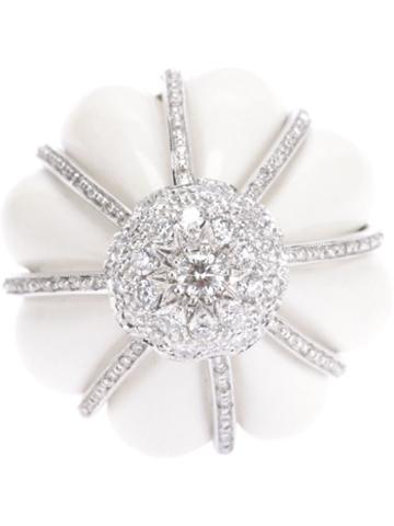 Francesco Demaria 18kt White Gold And Diamond Flower Ring, Women's, Size: 8, Metallic