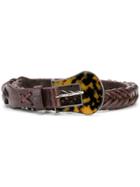 Golden Goose Deluxe Brand Leopard Buckle Woven Belt - Brown