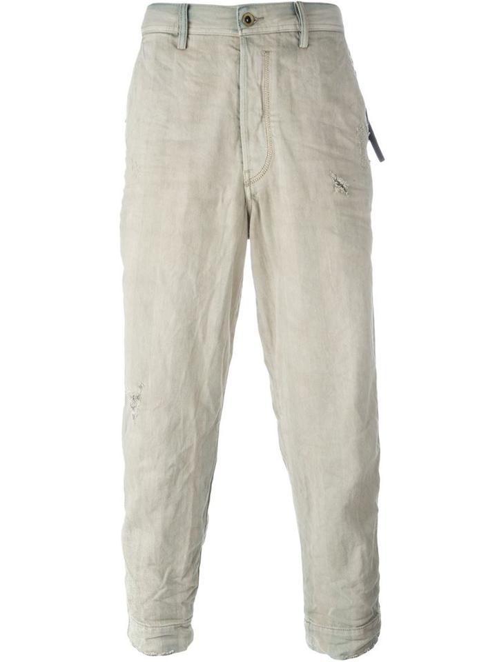 Diesel Light Distress Tapered Cropped Trousers