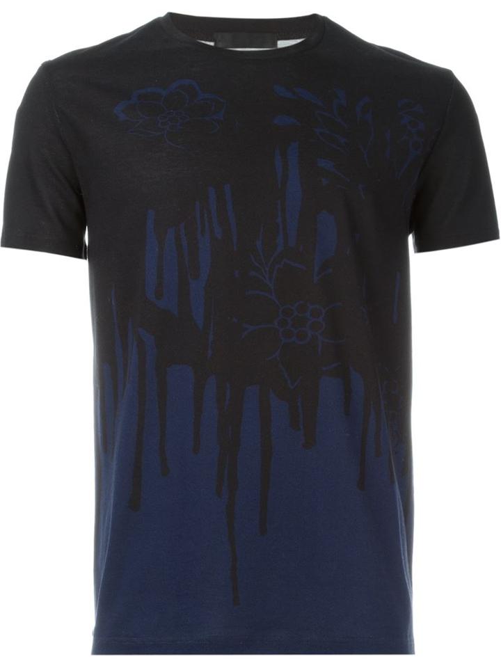Alexander Mcqueen Hibiscus And Pain Splatter Print T-shirt