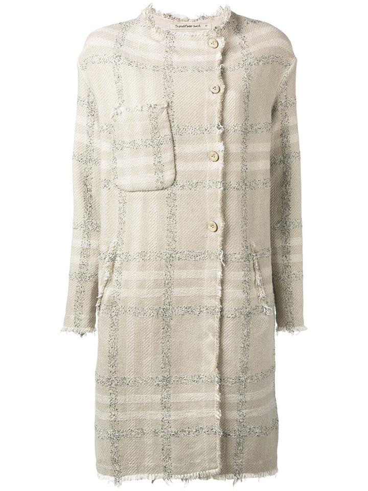 Transit Check Pattern Coat, Women's, Size: Medium, Nude/neutrals, Cotton/viscose/polyacrylic/polyester