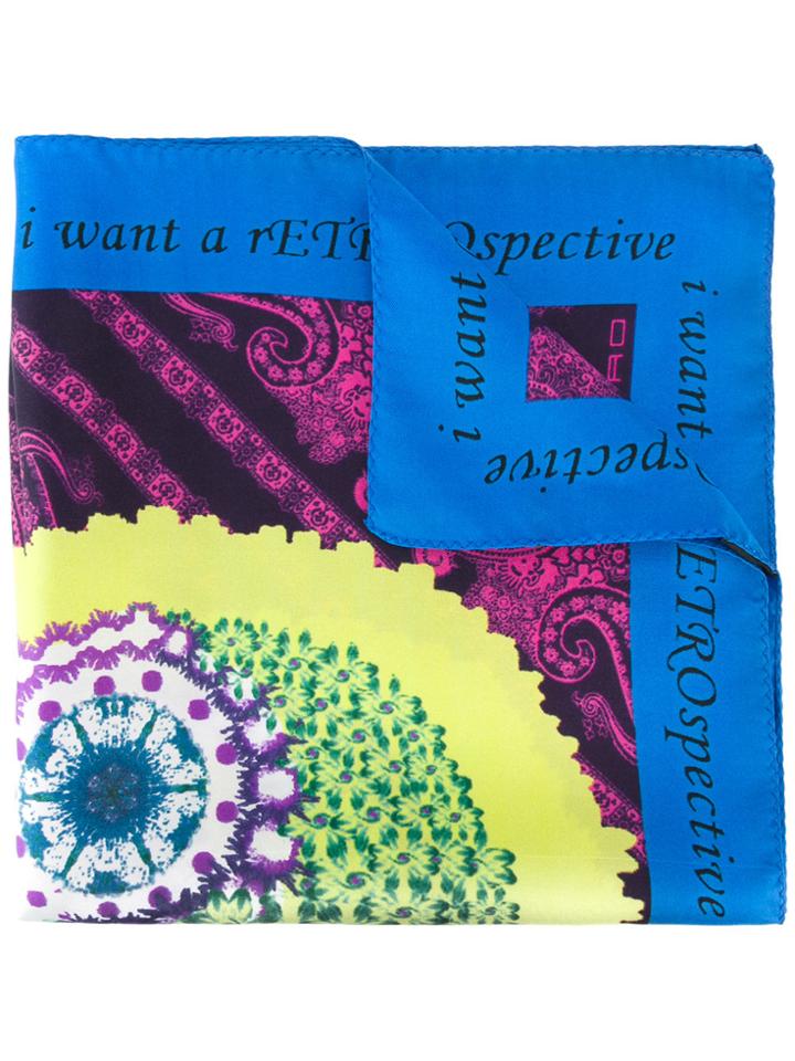Etro Skull Print Pocket Square - Blue