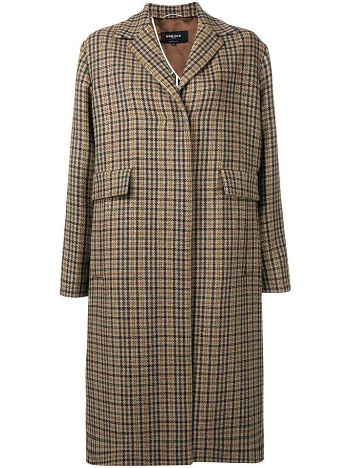 Rochas Oversized Tartan Coat - Neutrals