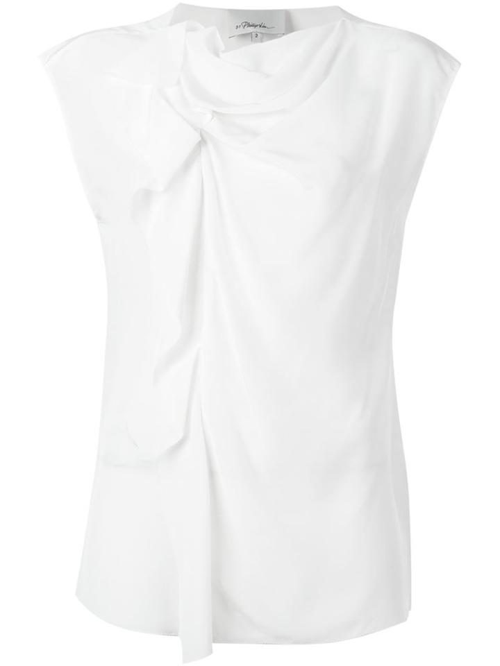 3.1 Phillip Lim Gathered Detail Blouse, Size: 6, White, Silk