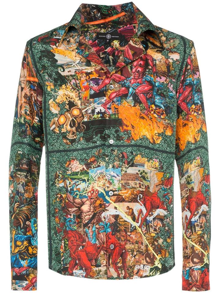 Edward Crutchley Comic Book Hero Print Silk Shirt - Multicoloured