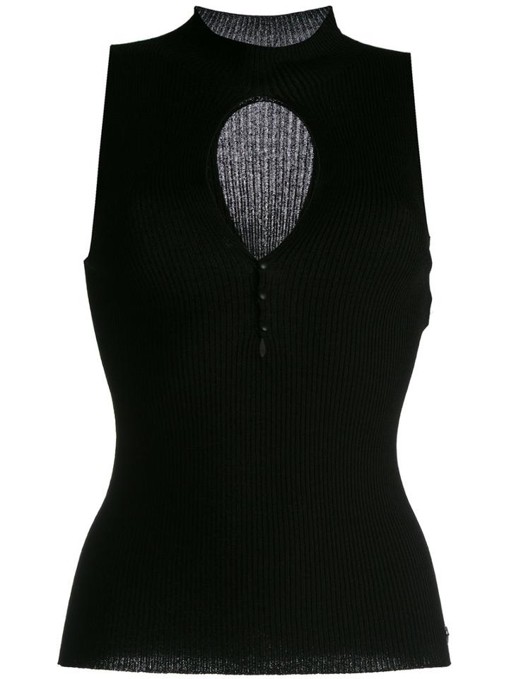 Twin-set - Keyhole Detail Tank Top - Women - Spandex/elastane/viscose - S, Women's, Black, Spandex/elastane/viscose
