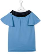 Andorine Ribbed Stripe Trim Dress, Girl's, Size: 8 Yrs, Blue