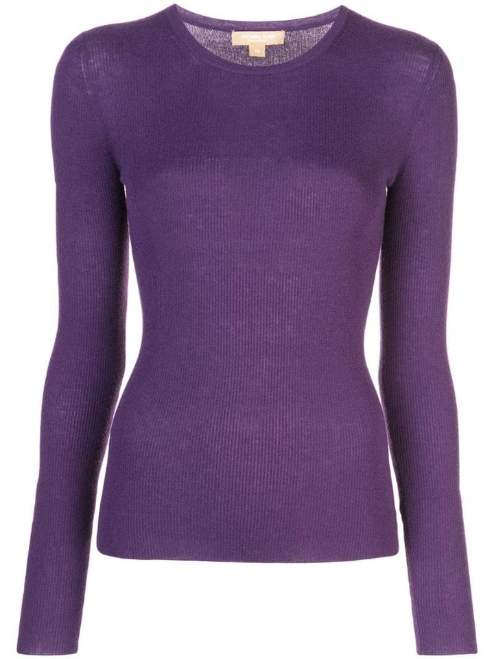 Michael Kors Crew Neck Ribbed Jumper - Purple