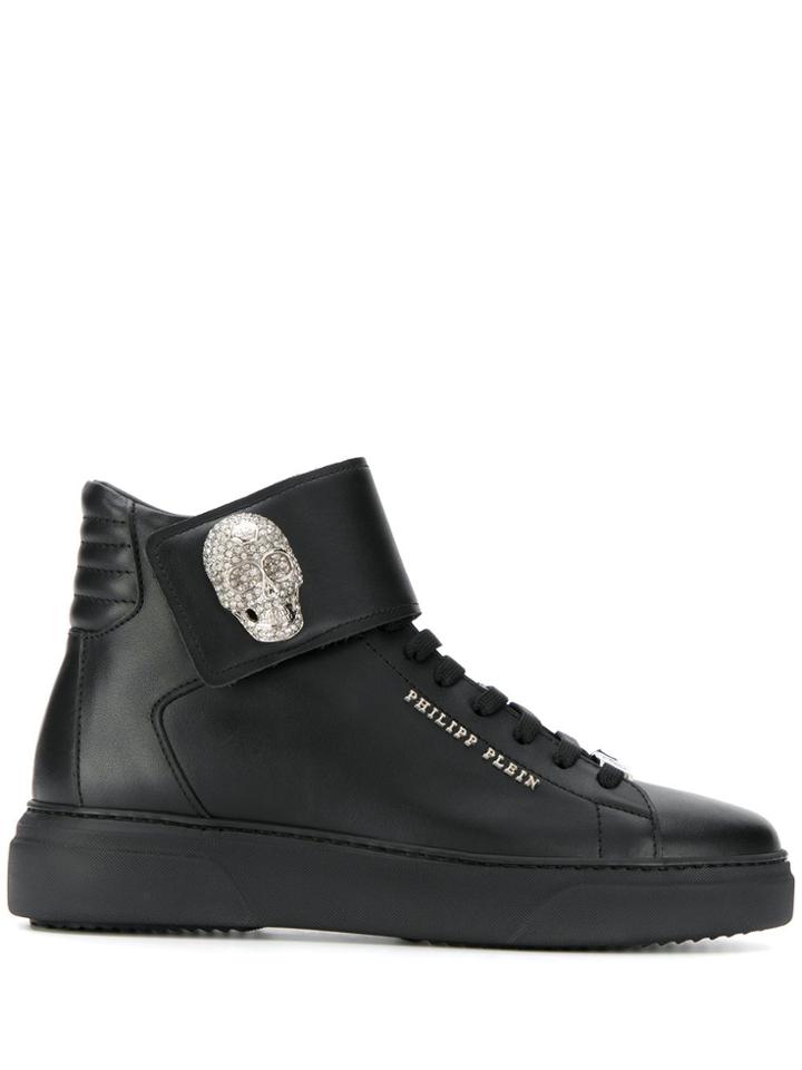 Philipp Plein Skull Appliqué High-top Sneakers - Black