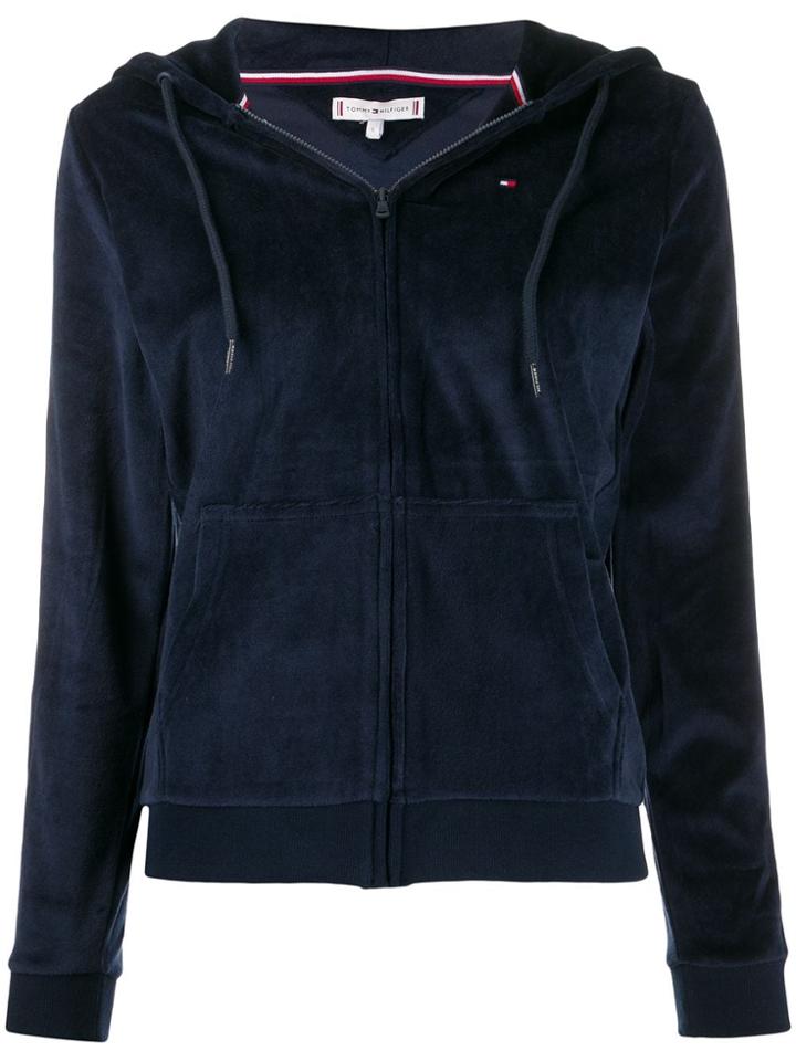 Tommy Hilfiger Zipped Side Logo Hoodie - Blue
